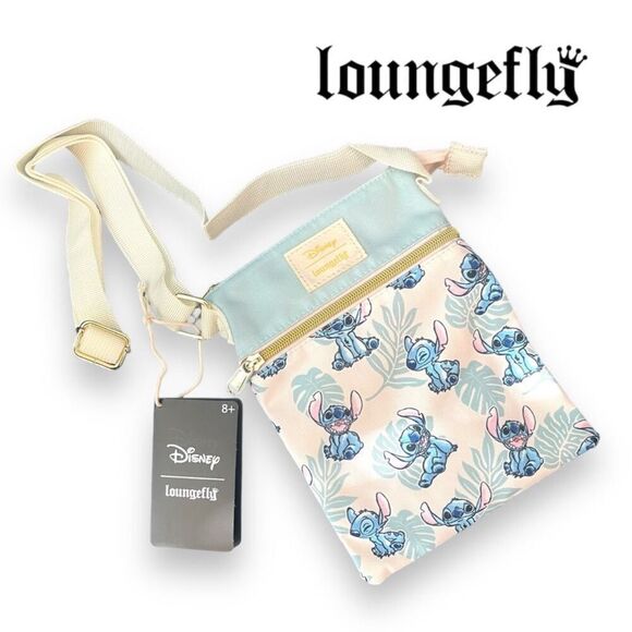 Loungefly Disney Lilo & Stitch Palm Leaves Passport Crossbody Bag nwt - Picture 1 of 7